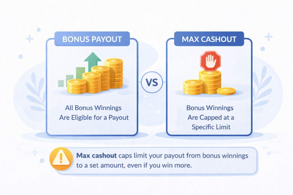 Bonus payout vs max cashout rule in NZ casino bonuses